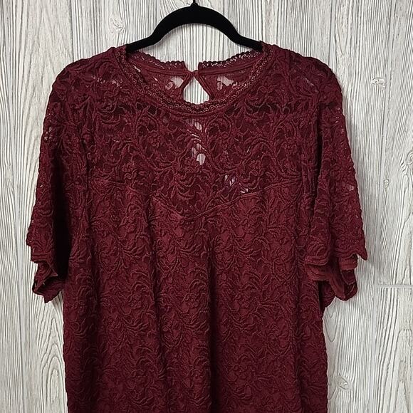 Torrid Cordovan Wine Lace Short Sleeve Bodsuit Womens Plus Size 4x NWT - Picture 2 of 11